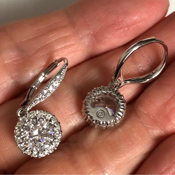 NADRI Framed Round Cubic Zirconia Drop Pierced Earrings - Picture 10 of 10